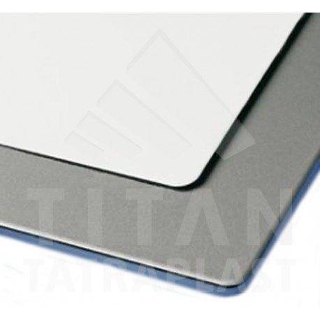 Kompozitný panel 3/0,21x1500x3050mm, biela matná/strieborná 9006 matná