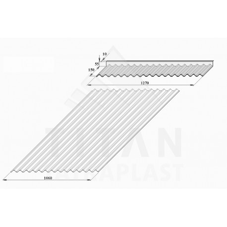 Polykarbonátový trapezový príložník čelný, číry
